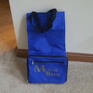 Mutual bank collapsable wheeled shopping bag new